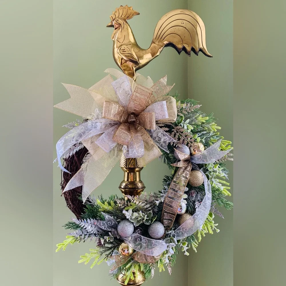 HAND CRAFTED Gold and Silver Ornament Embellished Christmas Wreath